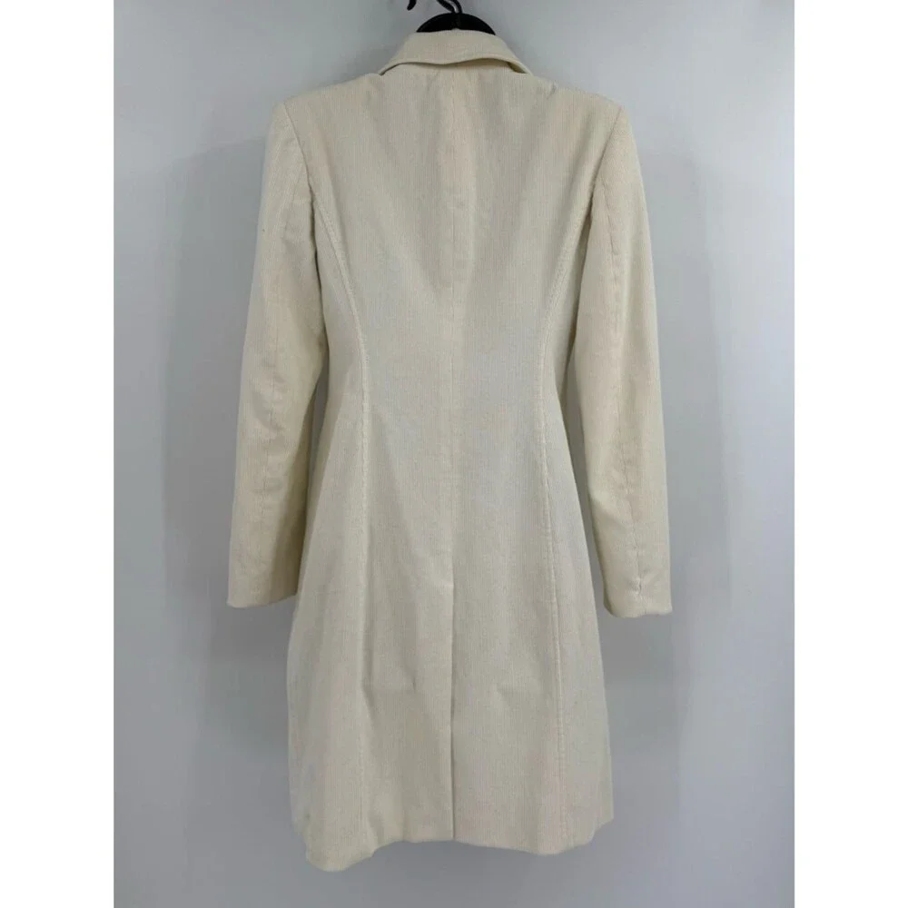 Piazza Sempione Corduroy A-Line Button Front Coat | Cream | IT 38 / XS